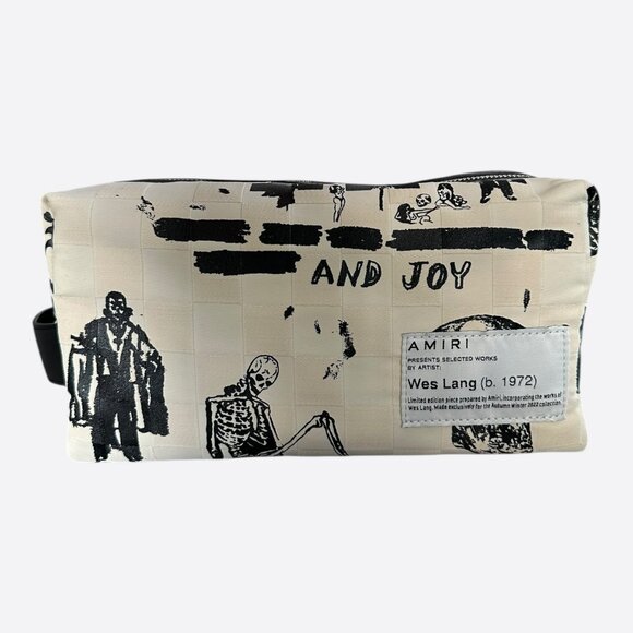 Amiri Wes Lang Beige & Black Checkered Reaper Dopp Kit - Picture 3 of 5